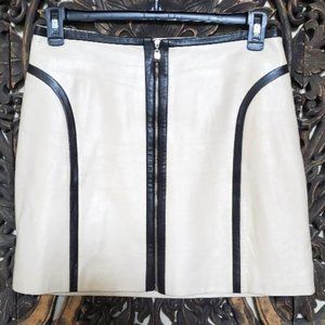 Genuine Leather Mini-Skirt - Zip Front